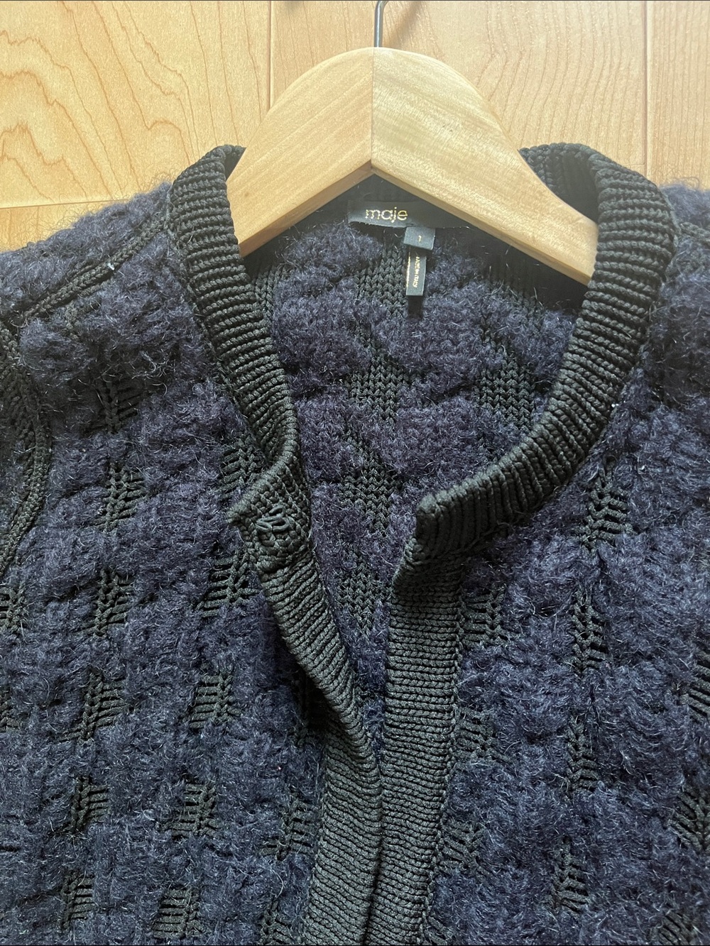 Maje Garcon Cable Knit Crop Cardigan Jacket - Picture 13 of 16